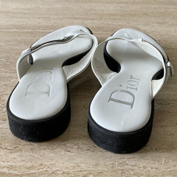 Vintage Dior Logo Plate Thong Sandals - Picture 7 of 9